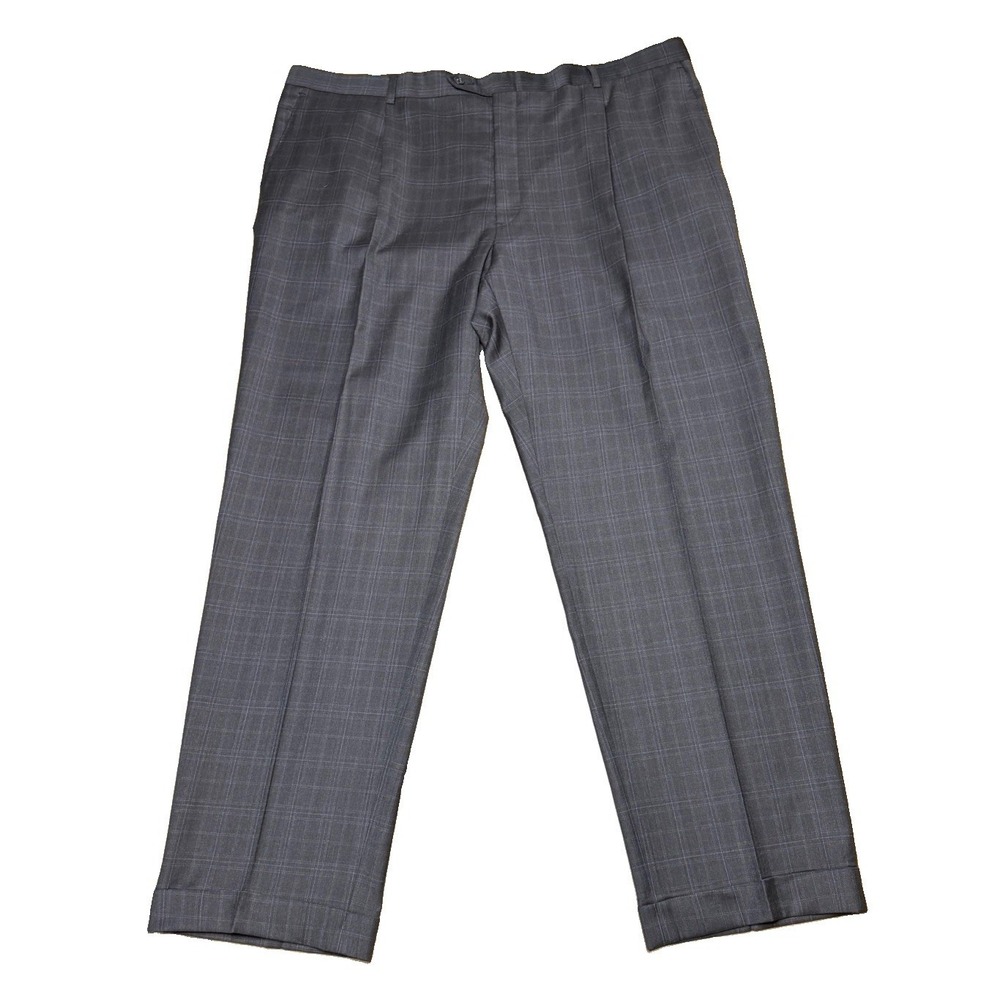 Hart Schaffner Marx Mens Dress Suit Pants 44 Wool Charcoal Grey Glen Plaid